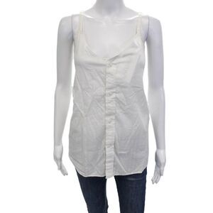 Kate McHale Jensen Women White V Neck Sleeveless Button Up Camisole Size M